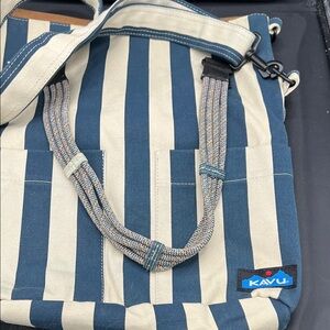Kavu Navy and Cream Striped Backpack